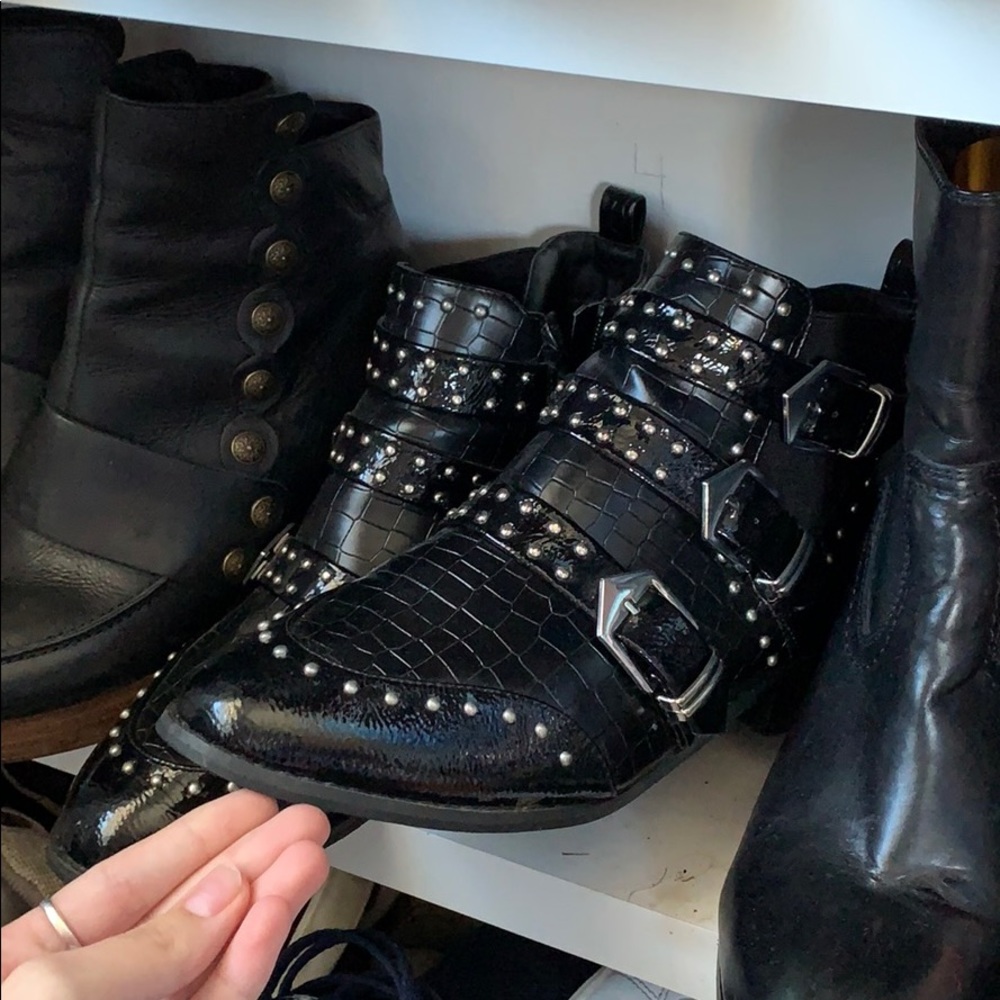Studded black boots